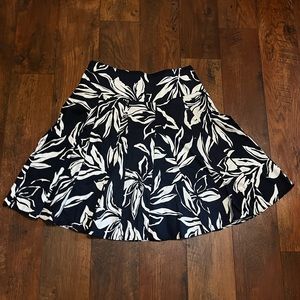 Chaps Dark Navy Blue and White Floral Skirt